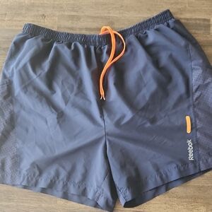 Reebok Men's Navy Running Shorts with Orange Accents
